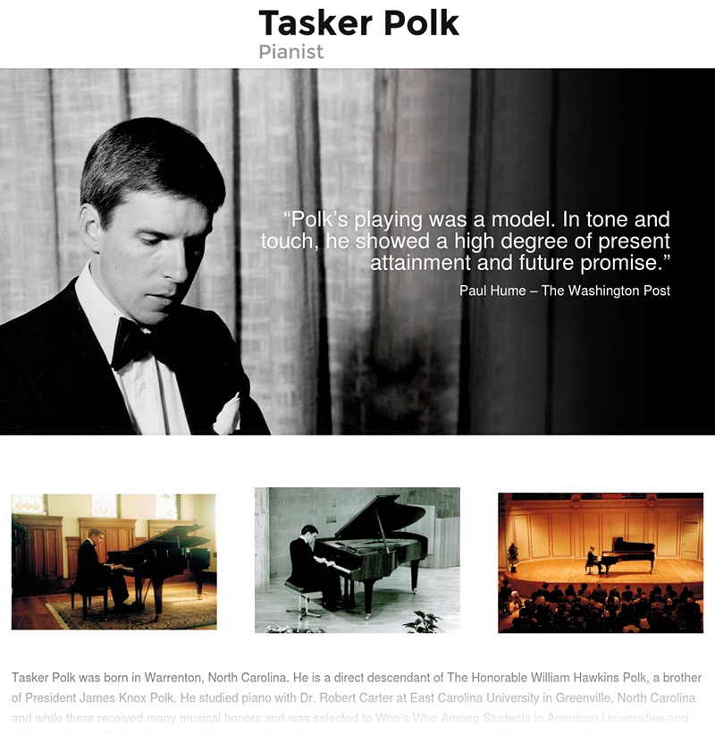 Tasker Polk | Musician Website Design